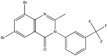6,8-dibromo-2-methyl-3-[3-(trifluoromethyl)phenyl]-3,4-dihydroquinazolin-4-one 结构式