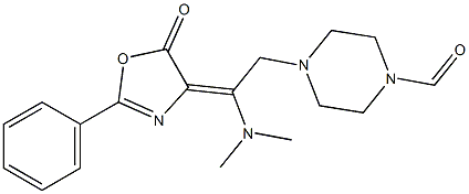 4-{2-(dimethylamino)-2-[5-oxo-2-phenyl-1,3-oxazol-4(5H)-yliden]ethyl}tetrahydro-1(2H)-pyrazinecarbaldehyde 结构式