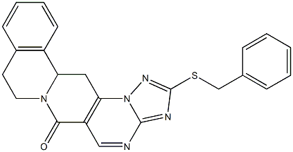 2-(benzylsulfanyl)-8,9,13b,14-tetrahydro-6H-[1,2,4]triazolo[5'',1'':2',3']pyrimido[4',5':4,5]pyrido[2,1-a]isoquinolin-6-one 结构式