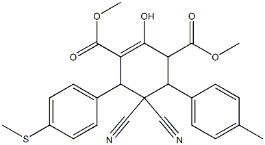 dimethyl 5,5-dicyano-2-hydroxy-4-(4-methylphenyl)-6-[4-(methylsulfanyl)phenyl]-1-cyclohexene-1,3-dicarboxylate 结构式