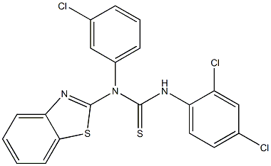 N-(1,3-benzothiazol-2-yl)-N-(3-chlorophenyl)-N'-(2,4-dichlorophenyl)thiourea 结构式