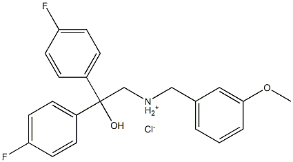 2,2-bis(4-fluorophenyl)-2-hydroxy-N-(3-methoxybenzyl)-1-ethanaminium chloride 结构式