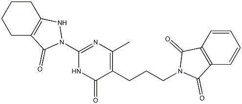 2-{3-[4-methyl-6-oxo-2-(3-oxo-1,3,4,5,6,7-hexahydro-2H-indazol-2-yl)-1,6-dihydro-5-pyrimidinyl]propyl}-1H-isoindole-1,3(2H)-dione 结构式