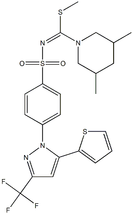 N1-[(3,5-dimethylpiperidino)(methylthio)methylidene]-4-[5-(2-thienyl)-3-(trifluoromethyl)-1H-pyrazol-1-yl]benzene-1-sulfonamide 结构式