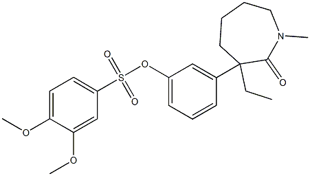 3-(3-ethyl-1-methyl-2-oxoazepan-3-yl)phenyl 3,4-dimethoxybenzene-1-sulfonate 结构式