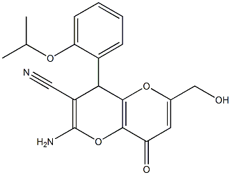 2-amino-6-(hydroxymethyl)-4-(2-isopropoxyphenyl)-8-oxo-4,8-dihydropyrano[3,2-b]pyran-3-carbonitrile 结构式