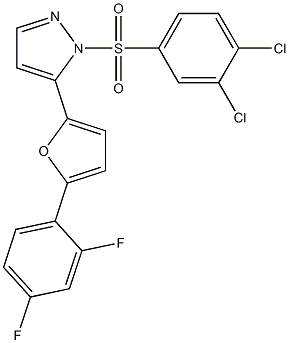 1-[(3,4-dichlorophenyl)sulfonyl]-5-[5-(2,4-difluorophenyl)-2-furyl]-1H-pyra zole 结构式