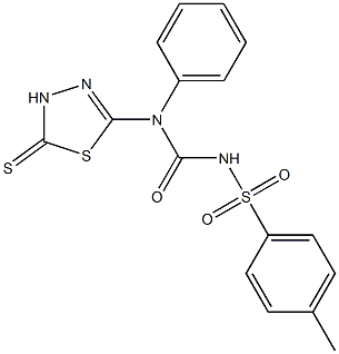 5-[({[(4-methylphenyl)sulfonyl]amino}carbonyl)anilino]-2-thioxo-2,3-dihydro-1,3,4-thiadiazole 结构式