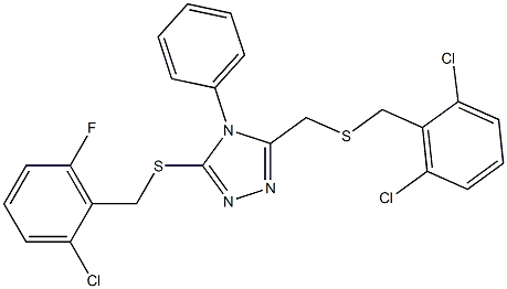 3-[(2-chloro-6-fluorobenzyl)sulfanyl]-5-{[(2,6-dichlorobenzyl)sulfanyl]methyl}-4-phenyl-4H-1,2,4-triazole 结构式