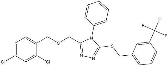 3-{[(2,4-dichlorobenzyl)sulfanyl]methyl}-4-phenyl-5-{[3-(trifluoromethyl)benzyl]sulfanyl}-4H-1,2,4-triazole 结构式