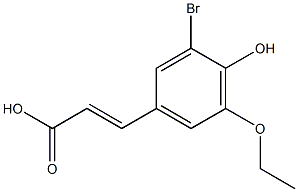 (E)-3-(3-bromo-5-ethoxy-4-hydroxyphenyl)acrylic acid 结构式