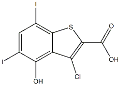 3-chloro-4-hydroxy-5,7-diiodobenzo[b]thiophene-2-carboxylic acid 结构式