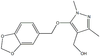 [5-(2H-1,3-benzodioxol-5-ylmethoxy)-1,3-dimethyl-1H-pyrazol-4-yl]methanol 结构式