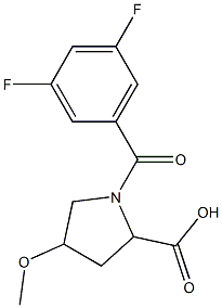 1-(3,5-difluorobenzoyl)-4-methoxypyrrolidine-2-carboxylic acid 结构式