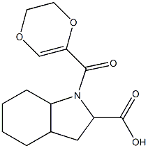 1-(5,6-dihydro-1,4-dioxin-2-ylcarbonyl)-octahydro-1H-indole-2-carboxylic acid 结构式