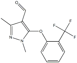 1,3-dimethyl-5-[2-(trifluoromethyl)phenoxy]-1H-pyrazole-4-carbaldehyde 结构式