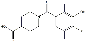1-[(2,4,5-trifluoro-3-hydroxyphenyl)carbonyl]piperidine-4-carboxylic acid 结构式