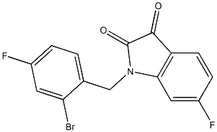 1-[(2-bromo-4-fluorophenyl)methyl]-6-fluoro-2,3-dihydro-1H-indole-2,3-dione 结构式