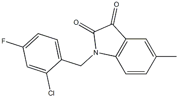 1-[(2-chloro-4-fluorophenyl)methyl]-5-methyl-2,3-dihydro-1H-indole-2,3-dione 结构式