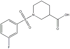 1-[(3-fluorophenyl)sulfonyl]piperidine-3-carboxylic acid 结构式