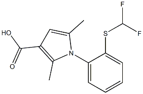 1-{2-[(difluoromethyl)sulfanyl]phenyl}-2,5-dimethyl-1H-pyrrole-3-carboxylic acid 结构式