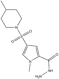 1-methyl-4-[(4-methylpiperidin-1-yl)sulfonyl]-1H-pyrrole-2-carbohydrazide 结构式