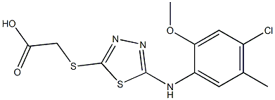 2-({5-[(4-chloro-2-methoxy-5-methylphenyl)amino]-1,3,4-thiadiazol-2-yl}sulfanyl)acetic acid 结构式