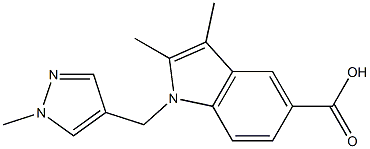 2,3-dimethyl-1-[(1-methyl-1H-pyrazol-4-yl)methyl]-1H-indole-5-carboxylic acid 结构式