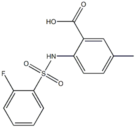 2-[(2-fluorobenzene)sulfonamido]-5-methylbenzoic acid 结构式