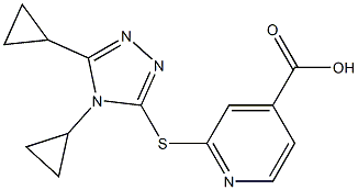 2-[(4,5-dicyclopropyl-4H-1,2,4-triazol-3-yl)sulfanyl]pyridine-4-carboxylic acid 结构式