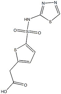 2-[5-(1,3,4-thiadiazol-2-ylsulfamoyl)thiophen-2-yl]acetic acid 结构式