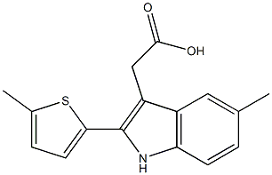 2-[5-methyl-2-(5-methylthiophen-2-yl)-1H-indol-3-yl]acetic acid 结构式