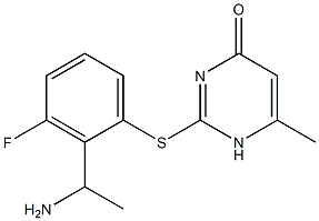 2-{[2-(1-aminoethyl)-3-fluorophenyl]sulfanyl}-6-methyl-1,4-dihydropyrimidin-4-one 结构式