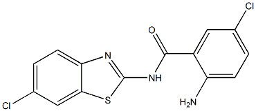 2-amino-5-chloro-N-(6-chloro-1,3-benzothiazol-2-yl)benzamide 结构式