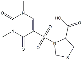 3-[(1,3-dimethyl-2,4-dioxo-1,2,3,4-tetrahydropyrimidine-5-)sulfonyl]-1,3-thiazolidine-4-carboxylic acid 结构式