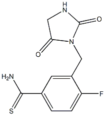 3-[(2,5-dioxoimidazolidin-1-yl)methyl]-4-fluorobenzenecarbothioamide 结构式