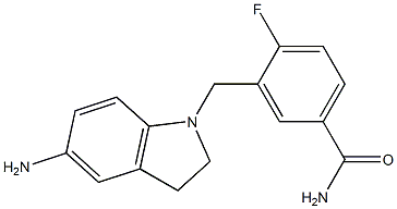 3-[(5-amino-2,3-dihydro-1H-indol-1-yl)methyl]-4-fluorobenzamide 结构式