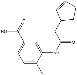 3-[(cyclopent-2-en-1-ylacetyl)amino]-4-methylbenzoic acid 结构式