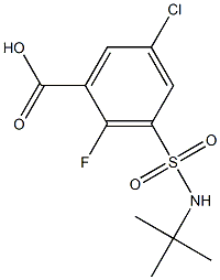 3-[(tert-butylamino)sulfonyl]-5-chloro-2-fluorobenzoic acid 结构式