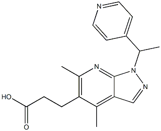 3-[4,6-dimethyl-1-(1-pyridin-4-ylethyl)-1H-pyrazolo[3,4-b]pyridin-5-yl]propanoic acid 结构式