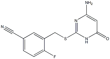 3-{[(4-amino-6-oxo-1,6-dihydropyrimidin-2-yl)sulfanyl]methyl}-4-fluorobenzonitrile 结构式