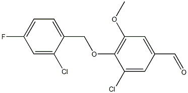 3-chloro-4-[(2-chloro-4-fluorophenyl)methoxy]-5-methoxybenzaldehyde 结构式