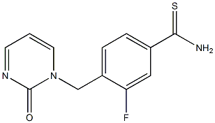 3-fluoro-4-[(2-oxopyrimidin-1(2H)-yl)methyl]benzenecarbothioamide 结构式