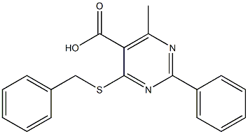 4-(benzylthio)-6-methyl-2-phenylpyrimidine-5-carboxylic acid 结构式