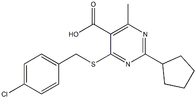 4-[(4-chlorobenzyl)thio]-2-cyclopentyl-6-methylpyrimidine-5-carboxylic acid 结构式