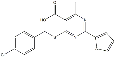 4-[(4-chlorobenzyl)thio]-6-methyl-2-thien-2-ylpyrimidine-5-carboxylic acid 结构式