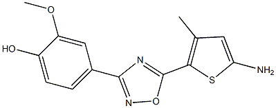 4-[5-(5-amino-3-methylthiophen-2-yl)-1,2,4-oxadiazol-3-yl]-2-methoxyphenol 结构式