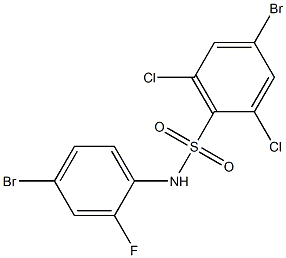 4-bromo-N-(4-bromo-2-fluorophenyl)-2,6-dichlorobenzene-1-sulfonamide 结构式