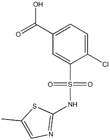 4-chloro-3-[(5-methyl-1,3-thiazol-2-yl)sulfamoyl]benzoic acid 结构式