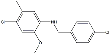 4-chloro-N-[(4-chlorophenyl)methyl]-2-methoxy-5-methylaniline 结构式